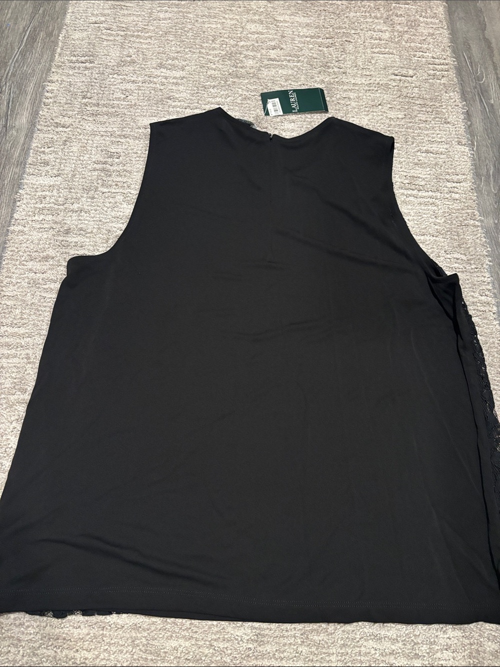 Lauren Ralph Lauren Black Floral Lace Shell Top size XL - Picture 4 of 4